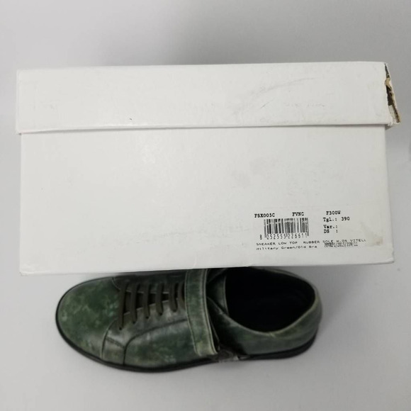 Versace Versus Camo Green Leather Strap Low Top Sneakers Lion Head FSX005C Sz 39 - Picture 3 of 12